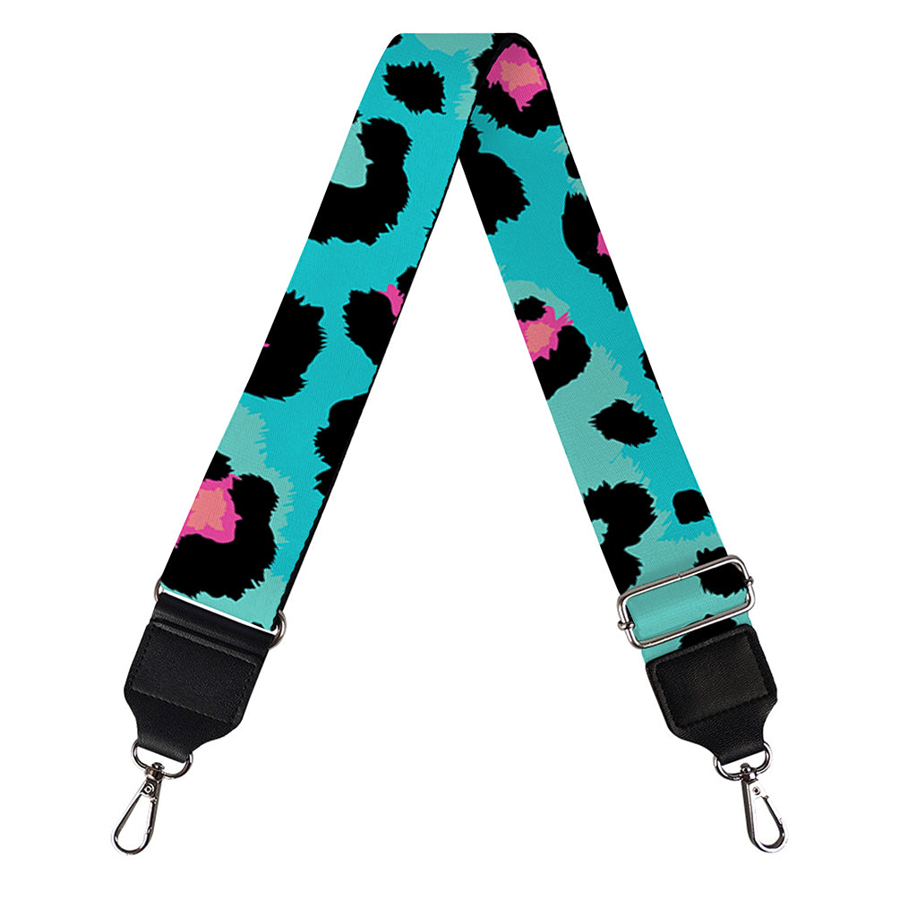Turquoise And Pink Leopard Print Bag Strap