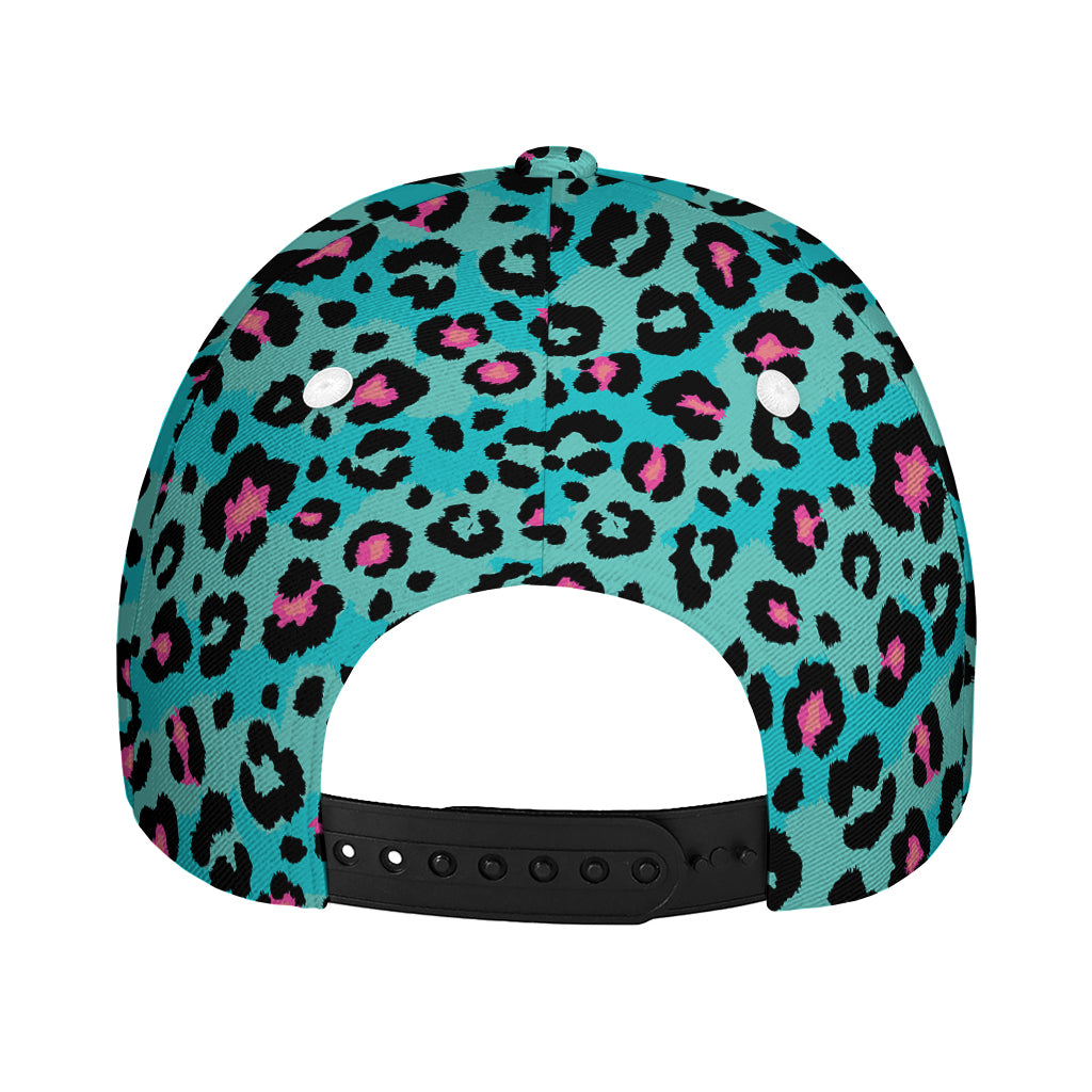 Turquoise And Pink Leopard Print Baseball Cap