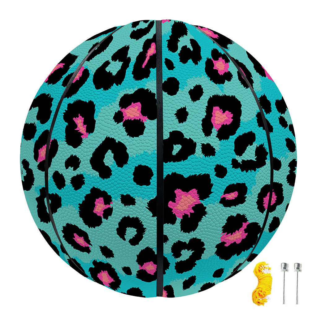 Turquoise And Pink Leopard Print Basketball