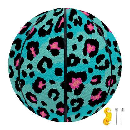 Turquoise And Pink Leopard Print Basketball