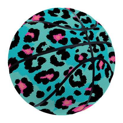 Turquoise And Pink Leopard Print Basketball