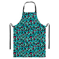 Turquoise And Pink Leopard Print Bib Apron With Pocket