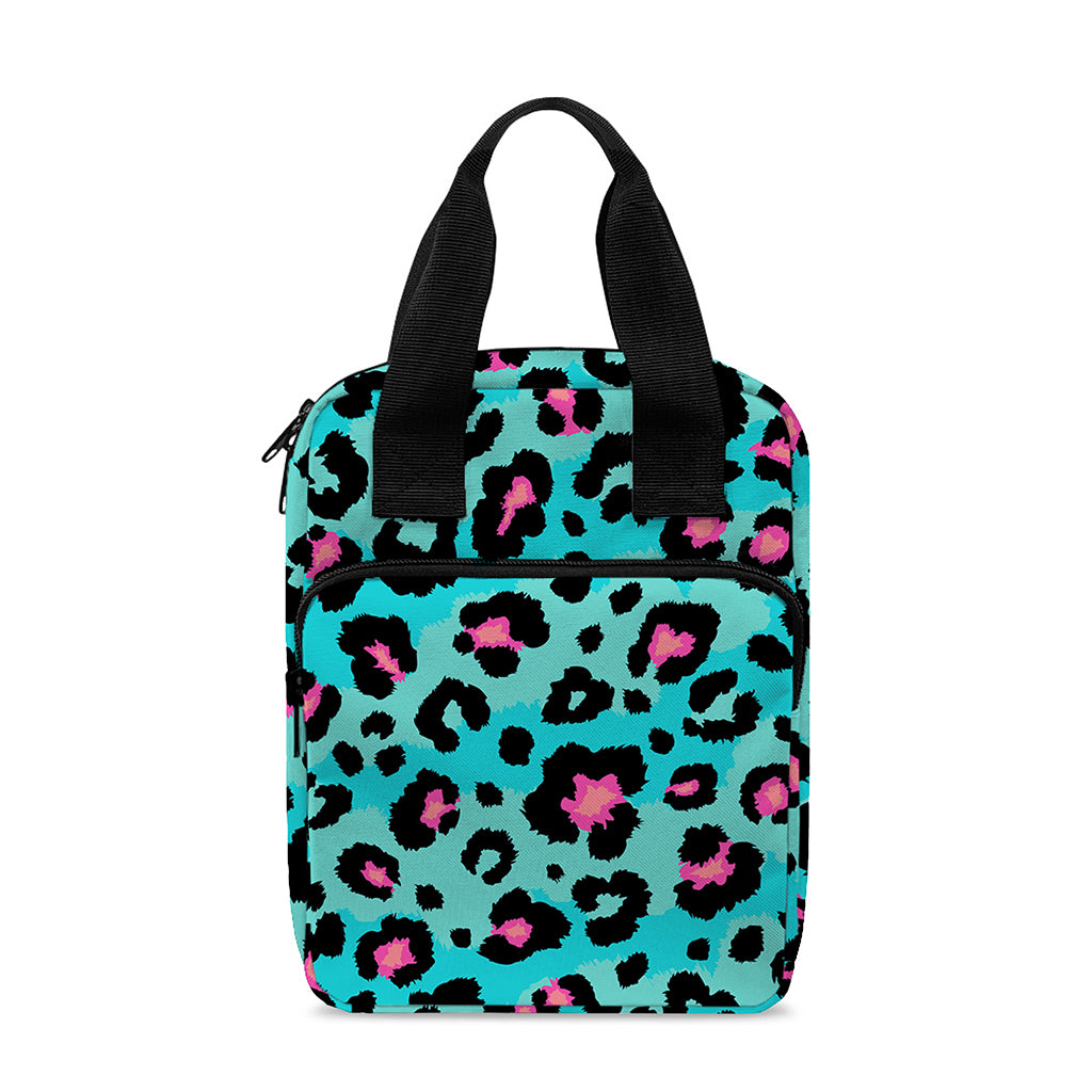 Turquoise And Pink Leopard Print Bible Tote Bag