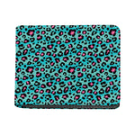 Turquoise And Pink Leopard Print Bifold Wallet