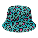 Turquoise And Pink Leopard Print Bucket Hat