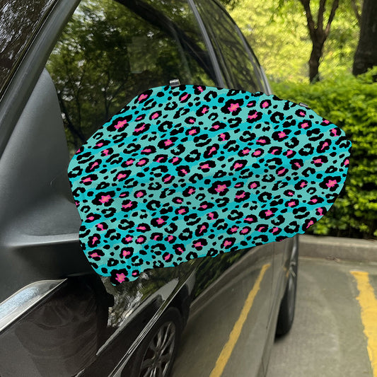 Turquoise And Pink Leopard Print Car Side Mirror Covers