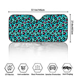 Turquoise And Pink Leopard Print Car Windshield Sun Shade