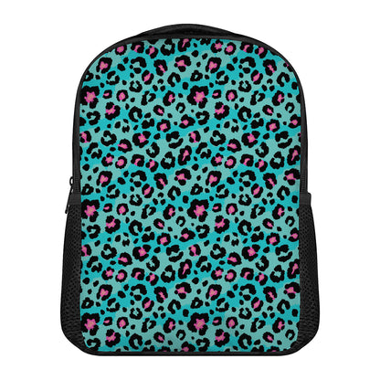 Turquoise And Pink Leopard Print Casual Backpack