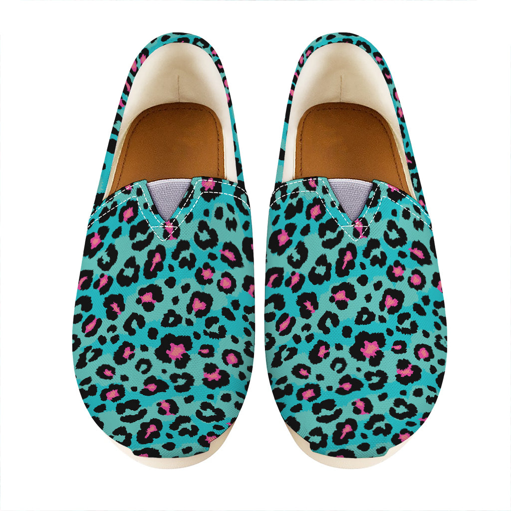 Turquoise And Pink Leopard Print Casual Shoes