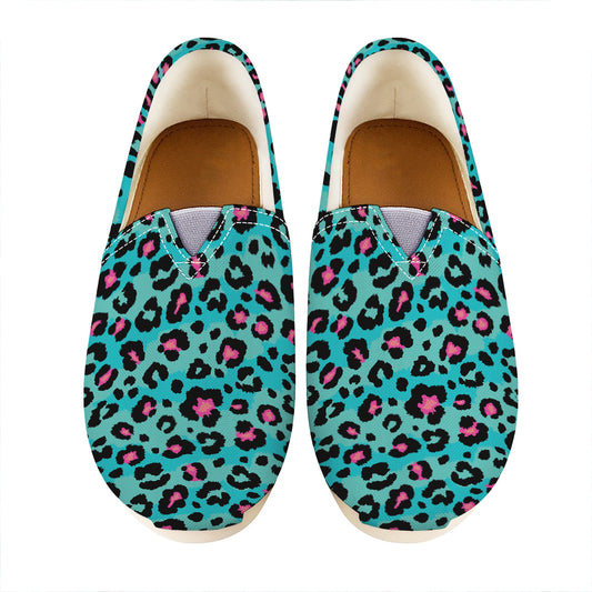 Turquoise And Pink Leopard Print Casual Shoes