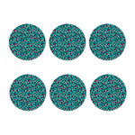 Turquoise And Pink Leopard Print Coaster Set