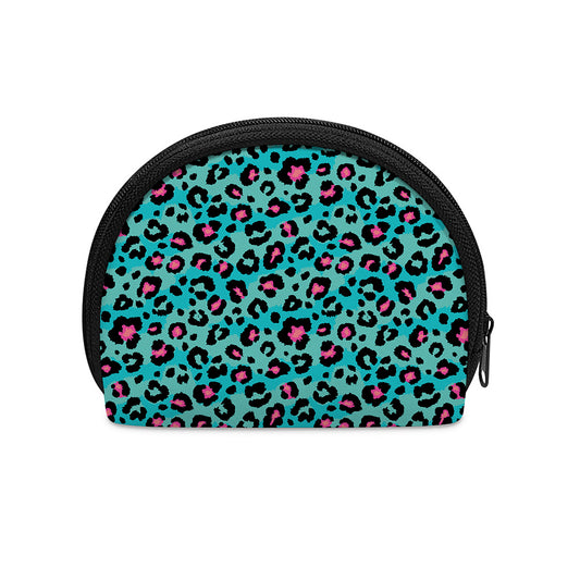 Turquoise And Pink Leopard Print Coin Purse
