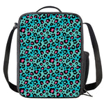 Turquoise And Pink Leopard Print Crossbody Lunch Bag