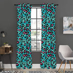 Turquoise And Pink Leopard Print Curtain