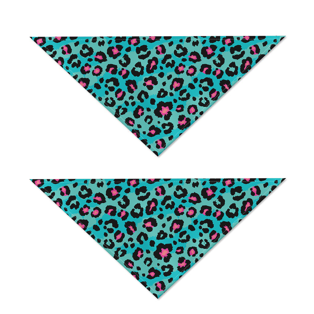 Turquoise And Pink Leopard Print Dog Bandana