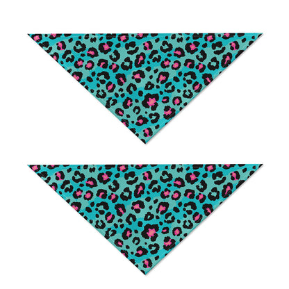 Turquoise And Pink Leopard Print Dog Bandana