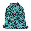 Turquoise And Pink Leopard Print Drawstring Bag