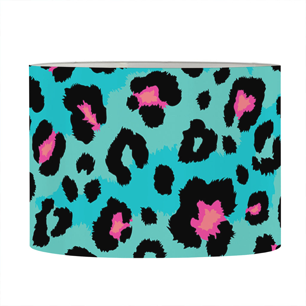 Turquoise And Pink Leopard Print Drum Lamp Shade