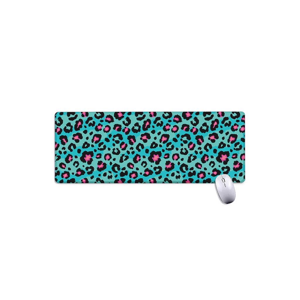 Turquoise And Pink Leopard Print Extended Mouse Pad