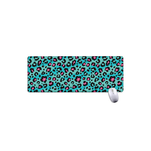 Turquoise And Pink Leopard Print Extended Mouse Pad