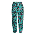 Turquoise And Pink Leopard Print Fleece Lined Knit Pants