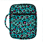 Turquoise And Pink Leopard Print Front Pocket Bible Bag