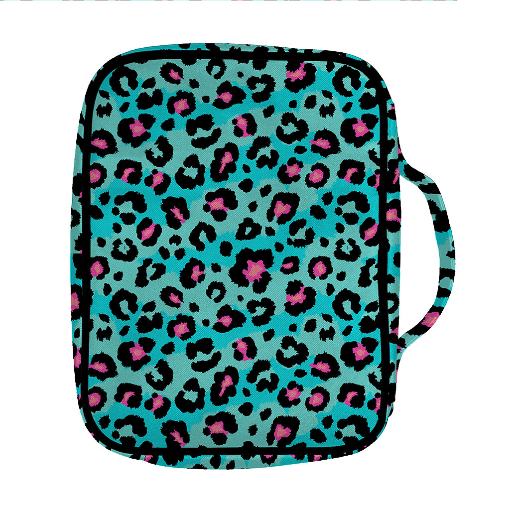 Turquoise And Pink Leopard Print Front Pocket Bible Bag