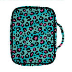 Turquoise And Pink Leopard Print Front Pocket Bible Bag