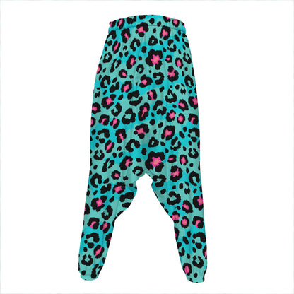 Turquoise And Pink Leopard Print Hammer Pants