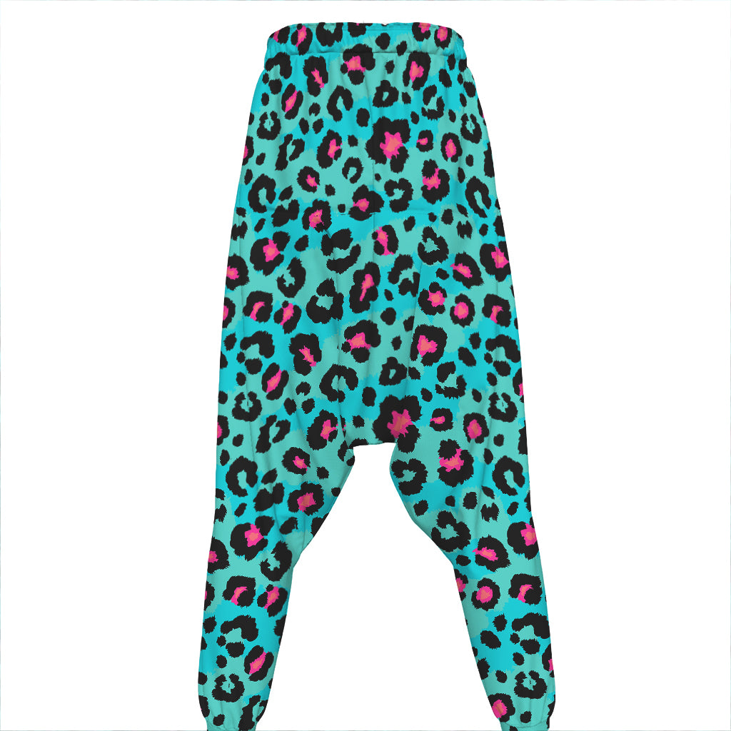 Turquoise And Pink Leopard Print Hammer Pants