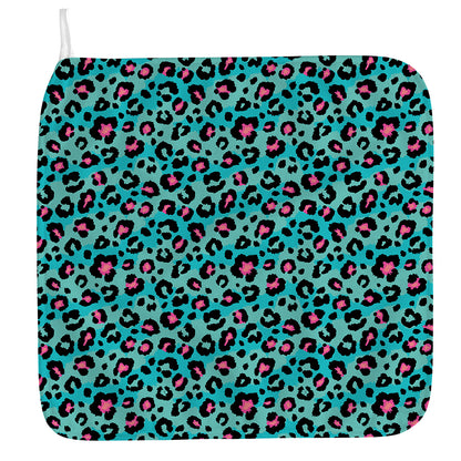 Turquoise And Pink Leopard Print Hand Towel