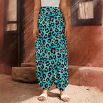 Turquoise And Pink Leopard Print Harem Pants