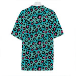 Turquoise And Pink Leopard Print Hawaiian Shirt