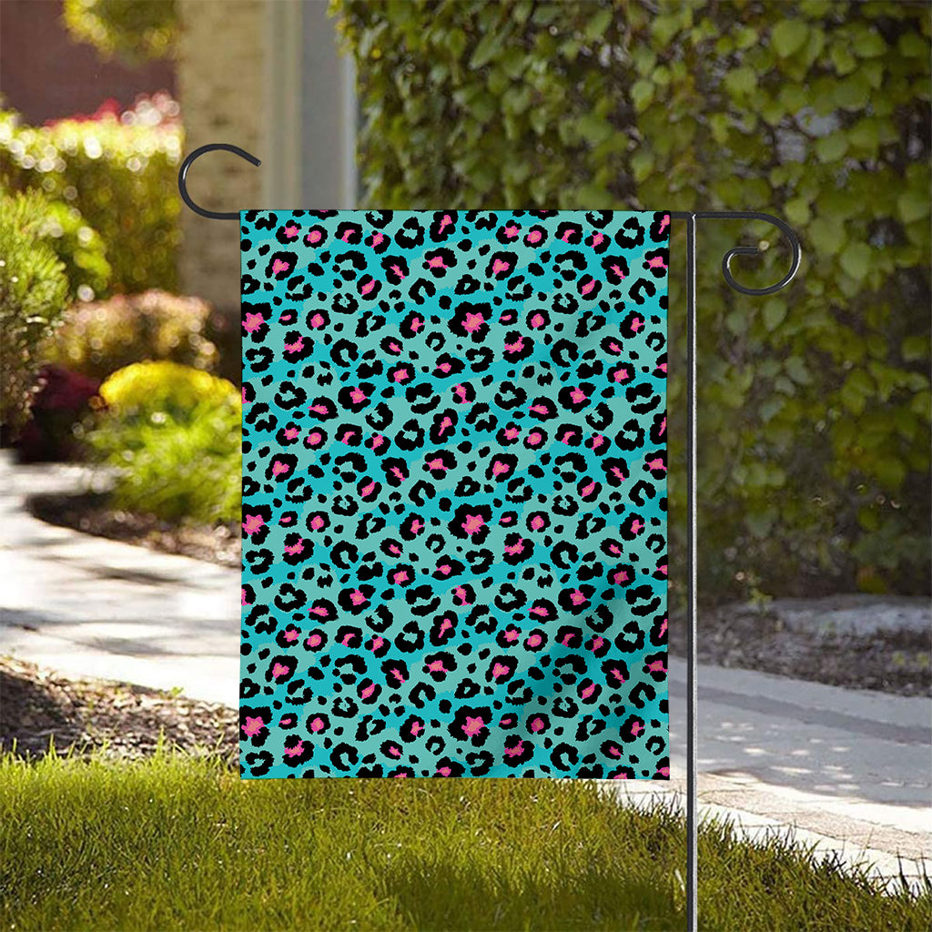 Turquoise And Pink Leopard Print House Flag