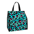 Turquoise And Pink Leopard Print Insulated Lunch Tote