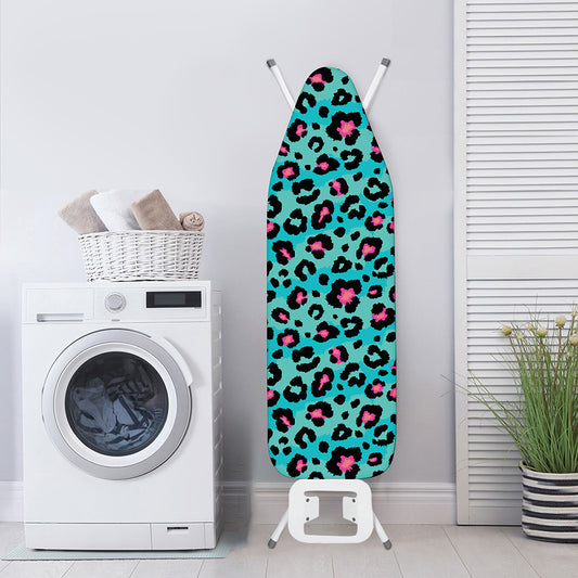 Turquoise And Pink Leopard Print Ironing Board Cover