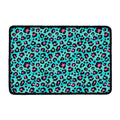 Turquoise And Pink Leopard Print Kitchen Mat