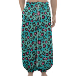 Turquoise And Pink Leopard Print Lantern Pants