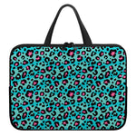 Turquoise And Pink Leopard Print Laptop Sleeve With Handle