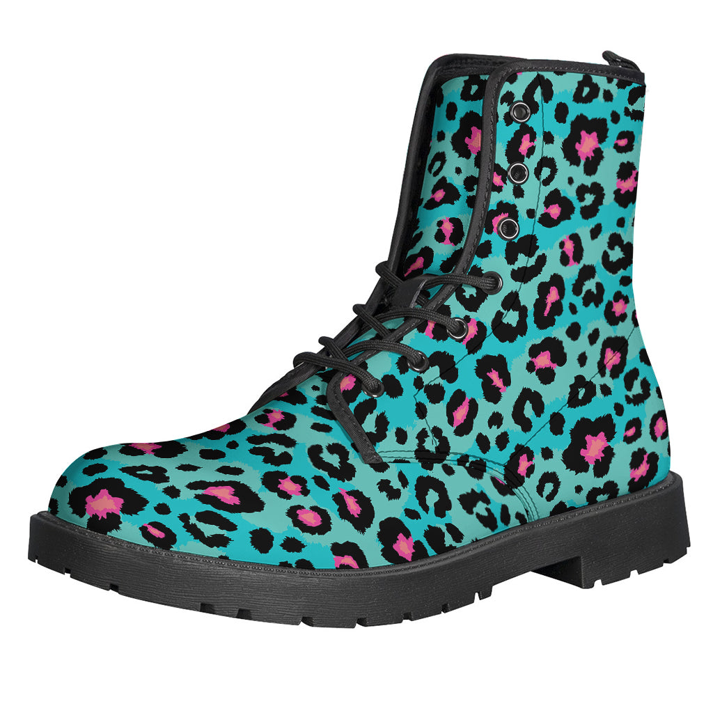 Turquoise And Pink Leopard Print Backpack