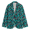 Turquoise And Pink Leopard Print Men's Blazer