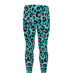 Turquoise And Pink Leopard Print Men's leggings