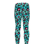 Turquoise And Pink Leopard Print Men's leggings