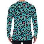 Turquoise And Pink Leopard Print Men's Long Sleeve T-Shirt