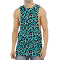 Turquoise And Pink Leopard Print Men's Muscle Tank Top