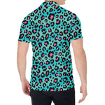 Turquoise And Pink Leopard Print Men's Shirt
