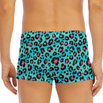 Turquoise And Pink Leopard Print Men's Short Boxer Briefs