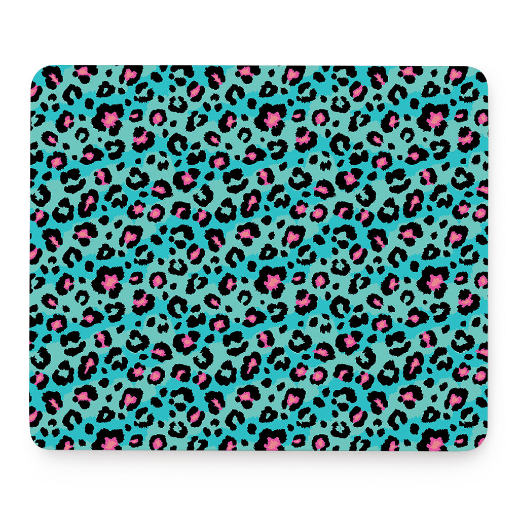 Turquoise And Pink Leopard Print Mouse Pad