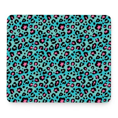 Turquoise And Pink Leopard Print Mouse Pad