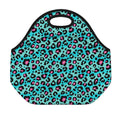 Turquoise And Pink Leopard Print Neoprene Lunch Bag